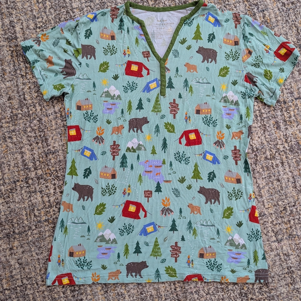 Little Sleepies Happy Campers XS Women's Pajama Top